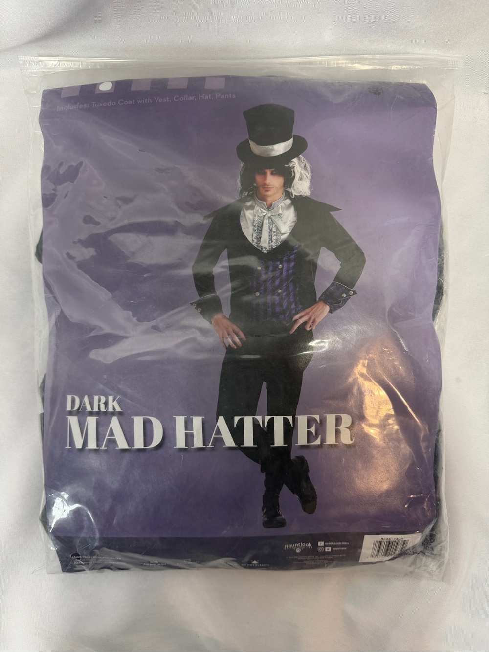 NWT Halloween Costume Dark Mad Hatter Black Purple Men’s - Picture 2 of 4